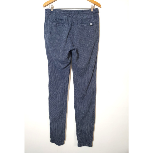 Betabrand Pants Medium Tall LONG Womens LINEN Elastic Waist Joggers Blue Pockets - Picture 4 of 10